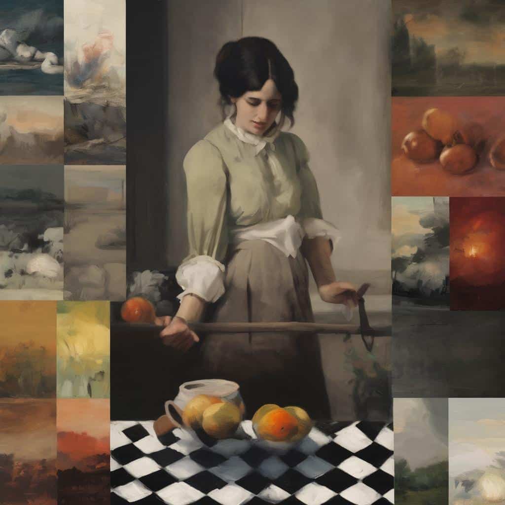 Καλλιτεχνική δημιουργία και έκφραση μέσω πορτρέτου γυναίκας σε ζωγραφικό έργο.